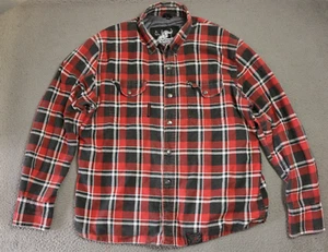Speed and Strength Jacket Mens Large Red Flannel Plaid Button Up Motorcycle - Picture 1 of 17