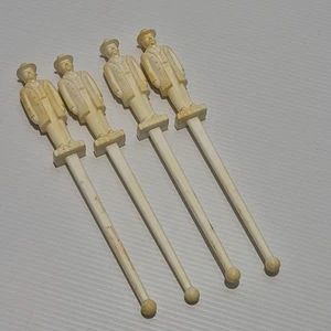 Set of 4 Jack Daniel's Cocktail Swizzle Sticks 3D Figurine Reusable 1970s - Picture 1 of 5