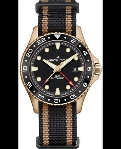 New Hamilton Khaki Navy Scuba Auto GMT Black Dial Fabric Men's Watch H82565930 - Picture 1 of 2