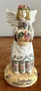 September Flower Angel Figurine Linda Grayson Aster Birth Flower 1995 Printwick - Picture 1 of 6