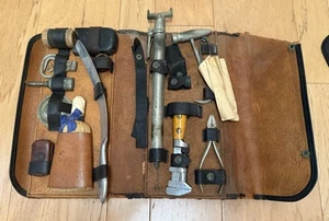Antique Vintage Large Multi Tool Travel Kit in Leather Case Survival Set As-Is - Picture 1 of 23