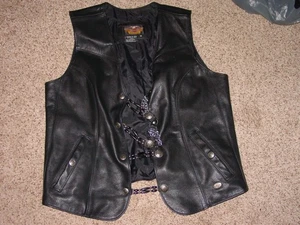 Chaleco de cuero - Harley Davidson para mujer eslabón de cadena talla 1W (18-20) - Imagen 1 de 11