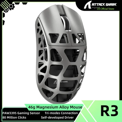 ATTACK SHARK R3 46g Superlight Magnesium Alloy Gaming Mouse, BT/2.4Ghz/Wired - Image 1 of 4
