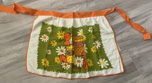 TOWEL APRON by Cannon Vintage MCM Orange Green Yellow 1970s Daisies - Picture 1 of 6