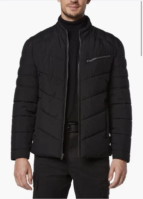 Andrew Marc Winslow Quilted Packable Moto Jacket Size M Black Pockets Faux Down - Image 1 of 4
