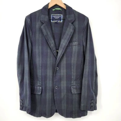 American Eagle Womens Tartan Plaid Blazer Size S Blue Green Dark Academia Preppy - Image 1 of 4