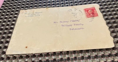 Us Stamp Cover Georgetown To Bethany Beach, DE 2c Washington Stamp C 1903 - Image 1 of 2