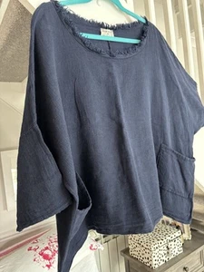 Kit & Kaboodal Oversized Navy Cotton Top One Size Upto 20+ - Picture 1 of 4