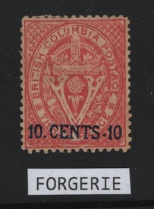 #10 British Columbia Canada mint well centered engraved Oneglia forgery RARE - Bild 1 von 2