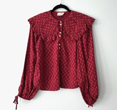 Blusa roja Universal Thread para mujer talla S boho campesina pradera manga globo Foto 1 de 4