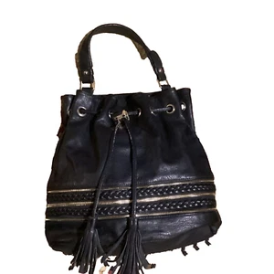 Big Buddha Large Black Purse Handbag Fringe & Zipper Accents BOHO Design - Picture 1 of 14