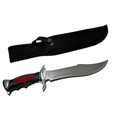 Cuchillo de Caza Maxam - 12" Negro con Mango Rojo, Acero Inoxidable (Nuevo y Sin Usar) Foto 1 de 4