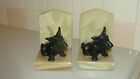 Vintage Metal Scottish Terrier Dog Bookends w/Marble Base 4.4" tall x 3" x 3.7"