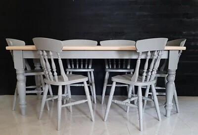 New 6ft Farmhouse Dining Table with 6 Chairs - Handmade- Rustic - FREE DELIVERY - Image 1 of 4