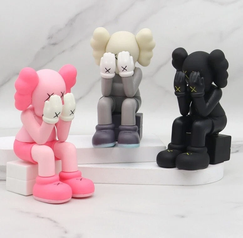 Kaws Sitting posture Face covering Figure Desktop Deco Art Toy Gift for Fans11cm - Image 1 of 4
