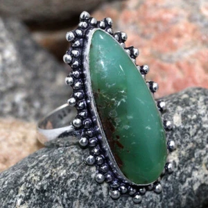 Chrysoprase 925 Silver Plated Gemstone Handmade Ring US 8 Gifts For Women AU h93 - Picture 1 of 3