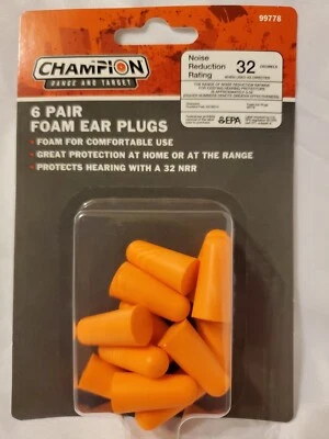 Champion 99778 tapones de espuma para los oídos 6 pares seguridad 32NRR protección auditiva tiro  Foto 1 de 2