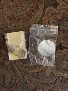 Vergoldete echte Perlmutt Ohrring Set, mit Bemalung. - Bild 1 von 4