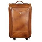 New TAN Leather Cabin Size Suitcase Trolley Bags Luggage with 4 Wheels 46 litres