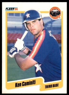 1990 Fleer Baseball Card Ken Caminiti Houston Astros #225 - Image 1 of 2