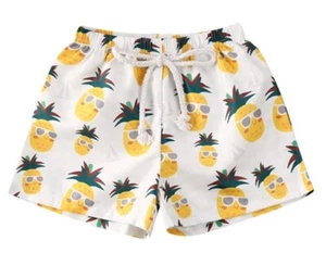 Toddler Boy's Swim Trunks – Yellow Pineapple Beach Print | Sizes 6M-4T - Picture 1 of 5