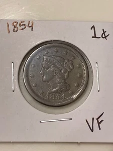 1854- Large Cent Coronet Head One Cent - Picture 1 of 4
