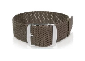 BROWN PERLON WATCH STRAP EASY FIT STRONG WOVEN NYLON VEGAN ANTI-ALLERGY WASHABLE - Picture 1 of 1