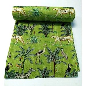 Indian Handmade Queen size Cotton kantha Quilt Throw Blanket Bedspread Gudari - Picture 1 of 6