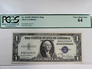 $1 1935-D Wide Silver Certificate PCGS 64 Very Choice New ,Fr# 1613W - Picture 1 of 6