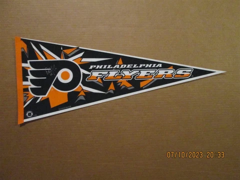NHL Philadelphia Flyers Vintage Patrick Juehlin Autographed Team Logo Pennant Cover