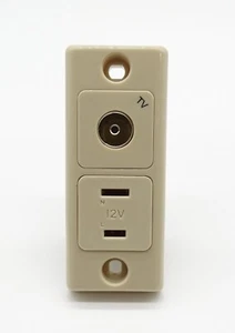 12V TV SOCKET & AERIAL POINT ARCHITRAVE FITTING BEIGE - CARAVAN MOTORHOME BOAT - Picture 1 of 2