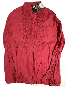 Greater Good Womens 3XL Red Long Sleeve Crinkle Sequin Tunic Blouse - Picture 1 of 9