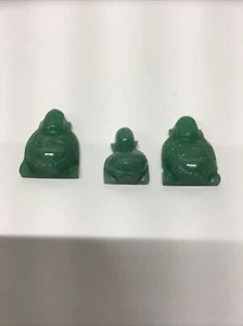 3 Jadeite Green Buddha Carved For Pendant (2) .5/8” x .75” (1) .5” x .5/8” - Picture 1 of 5