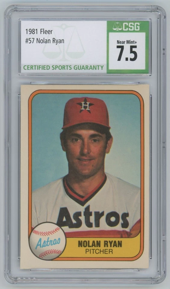 1981 Fleer Nolan Ryan CSG NEAR MINT+ 7.5 . Houston Astros #57 - Image 1 of 2