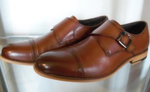 Stacy Adams "Cognac" Leather "Desmond" Monk Strap Cap Toe Shoes 12 M or 11.5 W - Picture 1 of 9