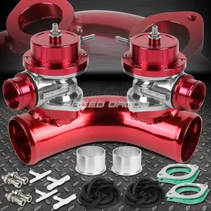TYPE-S 2.5" 70 DEGREE DUAL FLANGE PIPE ADAPTOR+TURBO BLOW OFF BOV BOOST X2 RED - Picture 1 of 9