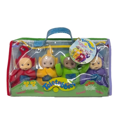 1999 JUEGO DE 4 TELETUBBIES SONIDOS DIVERTIDOS SET DE REGALO EDEN PELUCHE CON ETIQUETA Foto 1 de 4