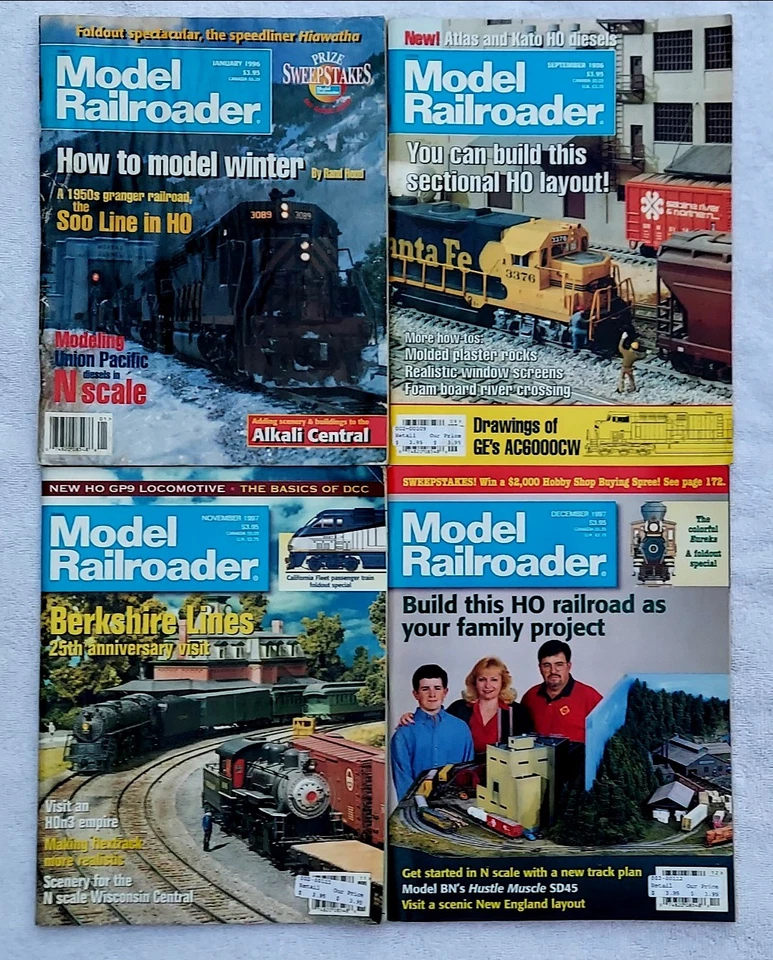 Lot of 4 Model Railroader Magazines 1996 (Jan, Sept) + 1997 (Nov, Dec) VGUC - Image 1 of 1