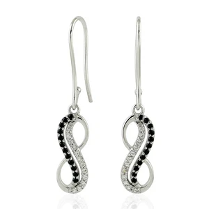 Spinel & White Topaz Infinity Dangle Earrings for Women Silver Drop Hook Gift - Picture 1 of 6