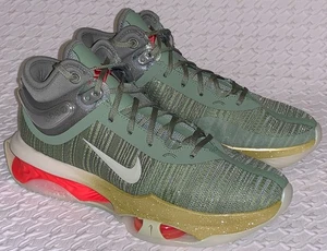 NIKE Air Zoom GT Jump 2 Oil Green Gold Red Basketball Shoes Sneakers Mens Sz 8.5 - Picture 1 of 8