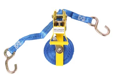Zurrgurt Größe S 3,5m x 12mm Gurtmagazin Ratsche 100/200 kg 2 Haken - WELDINGER