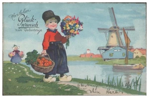 S5701/ Fritz Baumgarten  Geburtstag Litho AK Windmühle ca.1930 - Bild 1 von 2