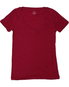 J. CREW Womens T-Shirt Top UK 2 2XS Burgundy Cotton AK09 - Picture 1 of 4