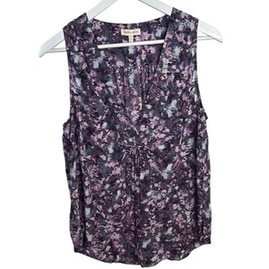 Rebecca Taylor 100% Silk Sleeveless V-Neck Floral Matrix Top W1680 Sz 12 - Picture 1 of 8
