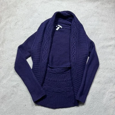 Suéter Otoño Cachemira Mujer Pequeño Púrpura Tejido con Cable Chal Cuello Hilo Italiano Foto 1 de 4