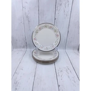 Lenox Fliration Bread & Butter Plates 4 Dimension Pastel Floral w/ Platinum Trim - Picture 1 of 5