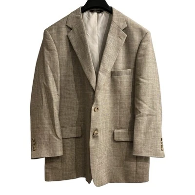 Jos A Bank Blazer Mens 46R Taupe Tan Linen Wool Blend Sport Coat Jacket Office - Image 1 of 4