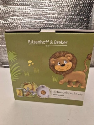 Ritzenhoff & Breker Dinner Set 3 Piece Set For Children Plate Bowl Mug Lions - Image 1 of 3