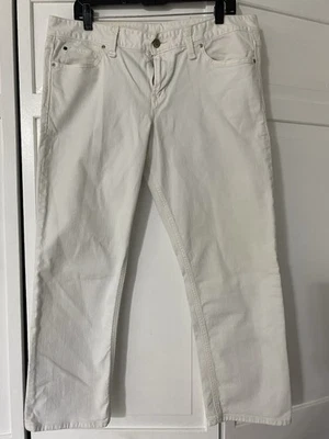 Pantalones de mezclilla rectos reales blancos Gap 1969 talla 33R tiro medio puños dobladillo crudo elásticos Foto 1 de 4