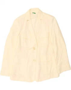 BENETTON Womens 2 Button Blazer Jacket IT 44 Medium Beige Acetate MC06 - Picture 1 of 3